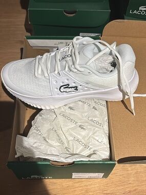 Lacoste White Tennis Sneaker with Croc Emblem 🎾